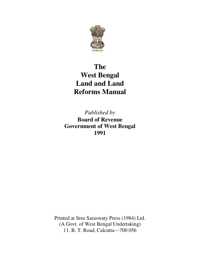 West Bengal Land and Land Reforms Manual, 1991 – PDF