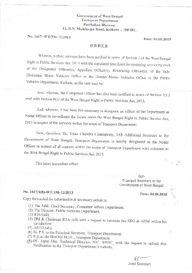 Nodal Officer of Transport Dte icw Right to Public Services – PDF