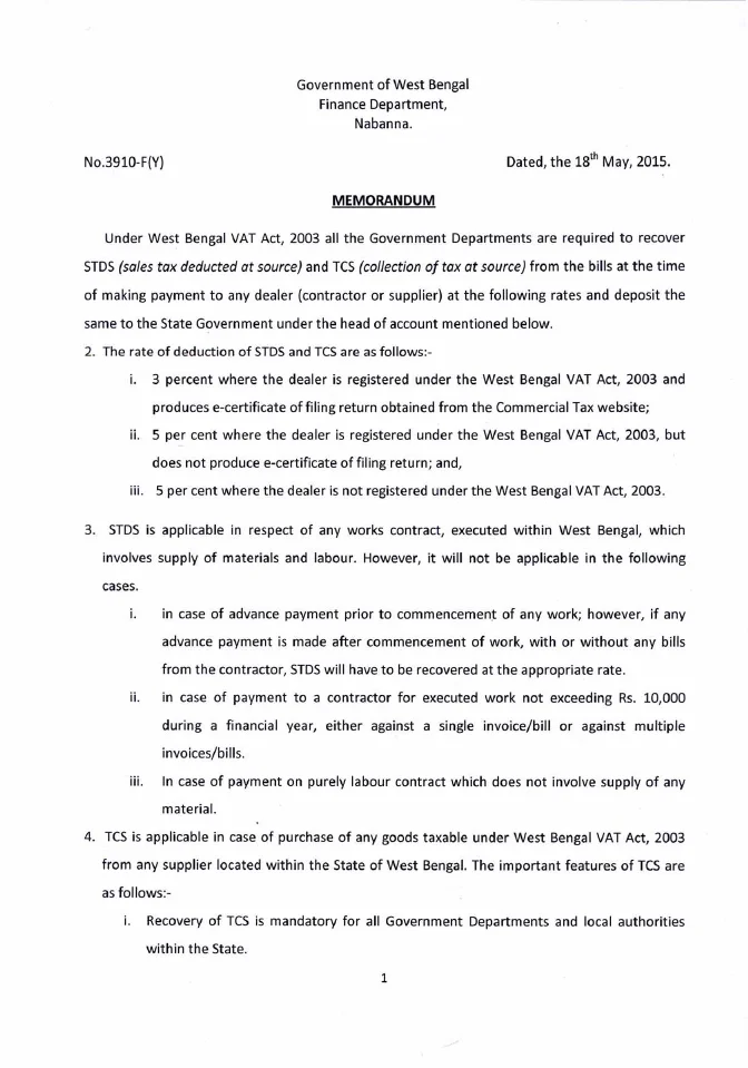 Deduction of STDS and TCS during Payment to Contractor – PDF