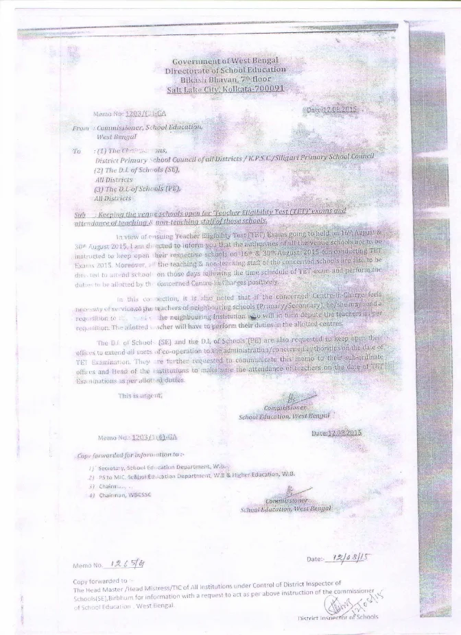 Attendance of School Staff for TET on 16.08.15 and 30.08.15 – PDF