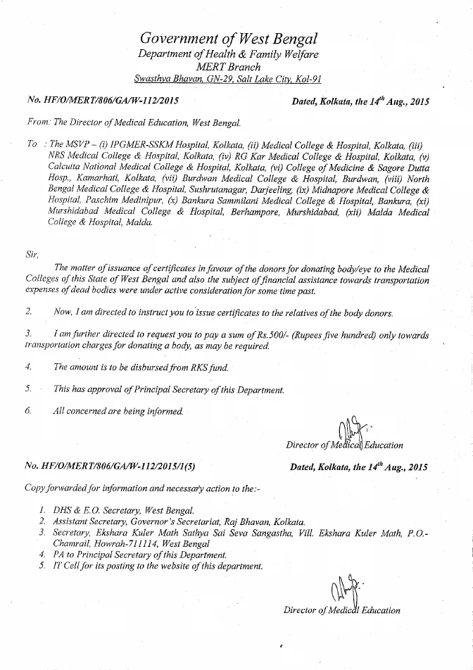 Transportation Charge and Certificate for Donating Body/ Eye – PDF