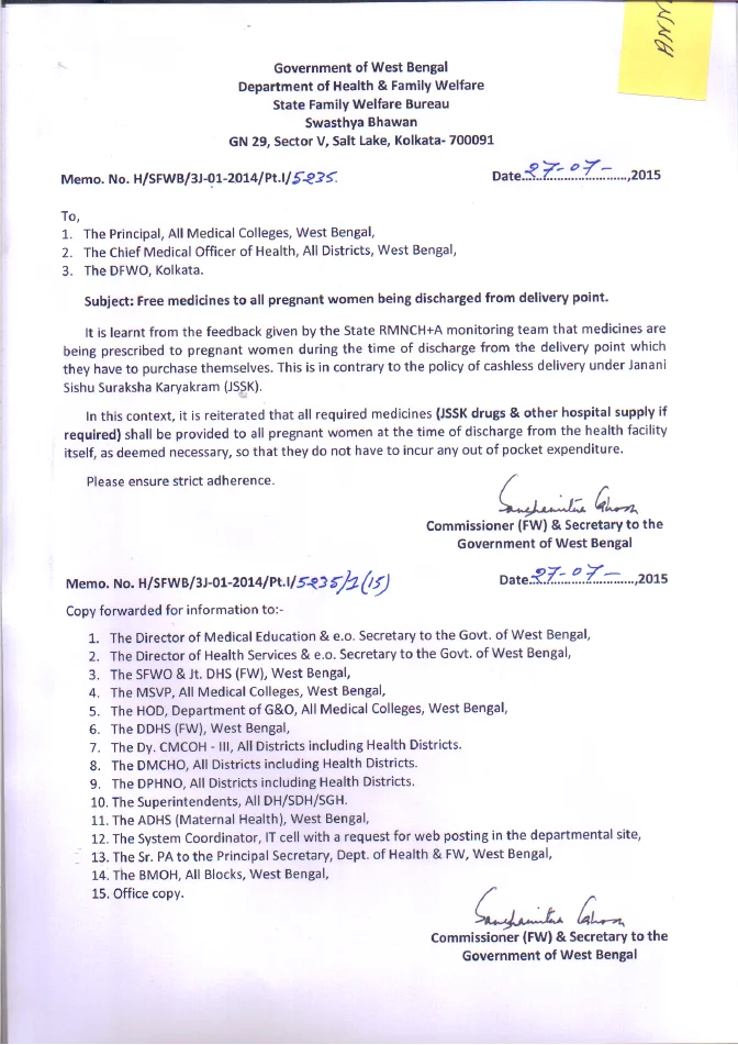 Free Medicines to all Pregnant Women before Discharge – PDF