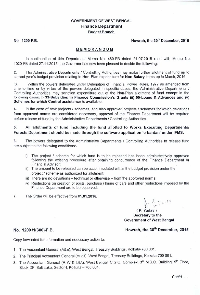 Allotment of Fund for Non-Plan Expenditure upto March, 2016 – PDF