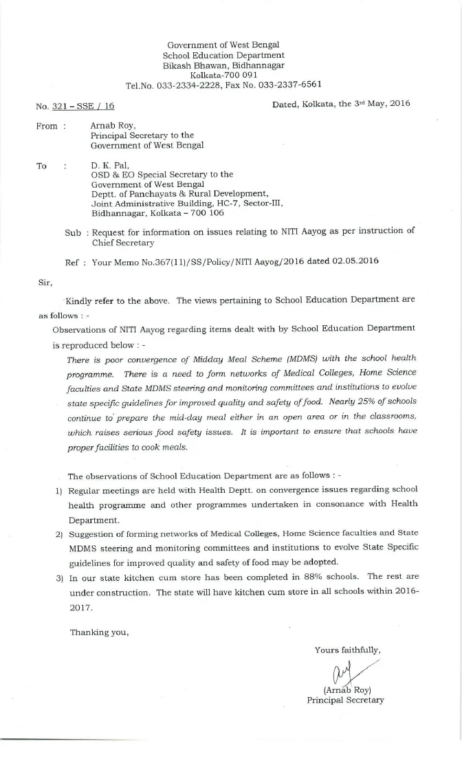 Observations of NITI Aayog regarding School Education Dte. – PDF