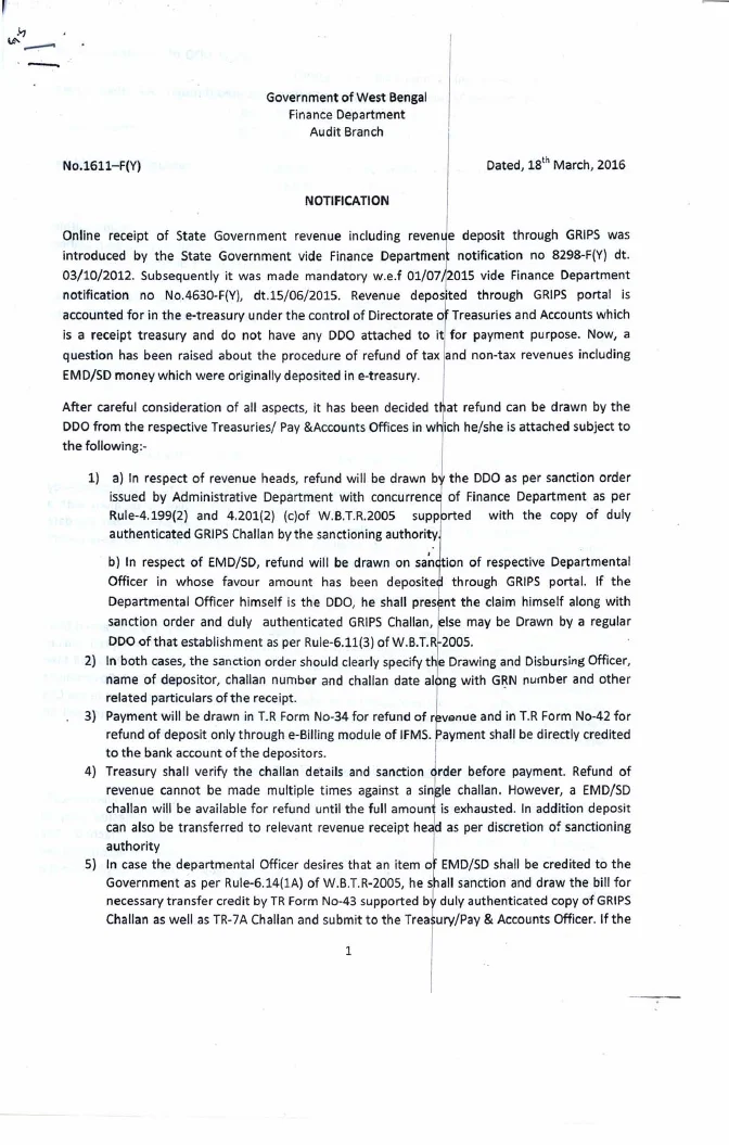 Refund of Tax/ Non-Tax Revenue incl. EMD/ SD Money – PDF