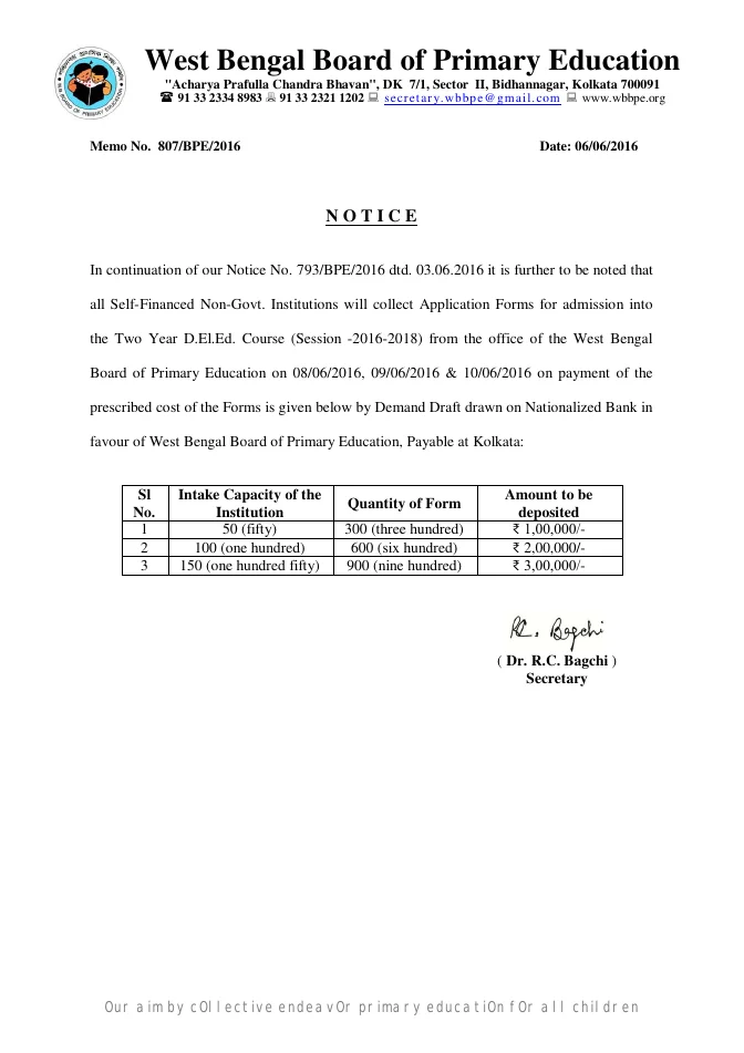 Admission to 2 years D.El.Ed Course, 2016-18 – PDF