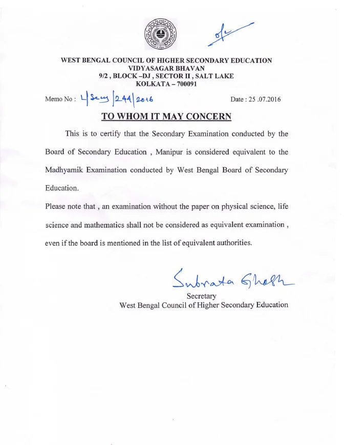 Equivalence of Manipur Board of Secondary Education – PDF