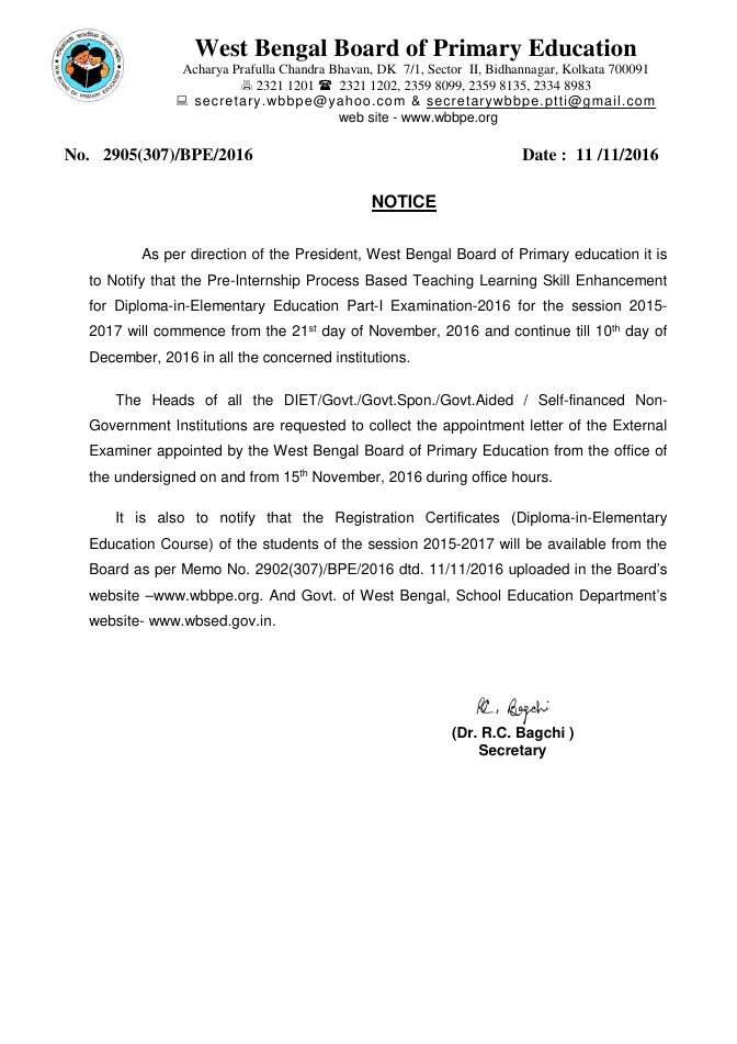 Pre-Internship Process Based Teaching Learning Skill Enhancement for D.El.Ed Part – I Exam, 2016 – PDF