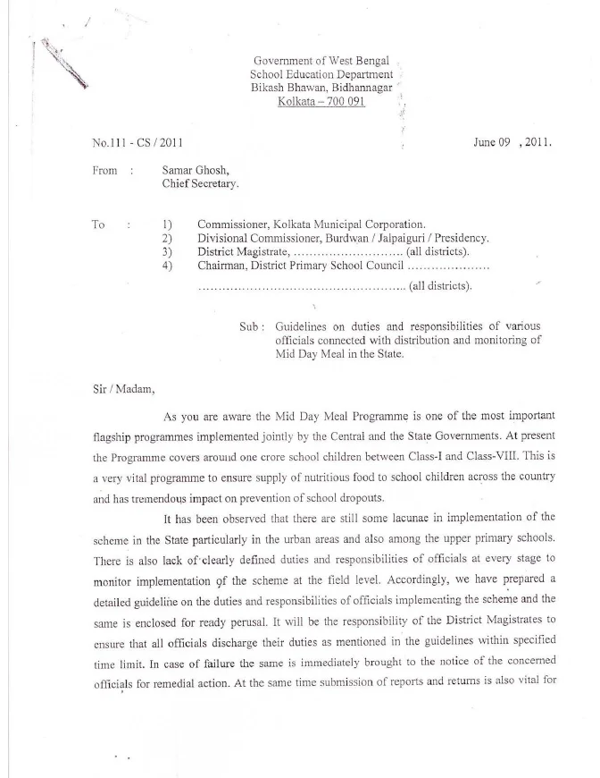 Duties and Responsibilities of Officials to implement Mid Day Meal – PDF