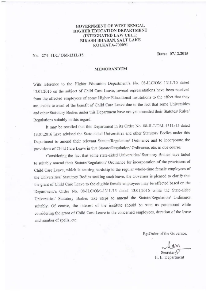 Child Care Leave for University Employees – PDF