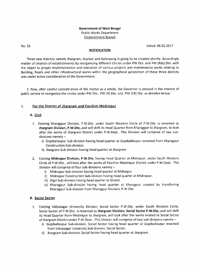 Creation of PWDs Establishments in Jhargram, Asansol and Kalimpong – PDF