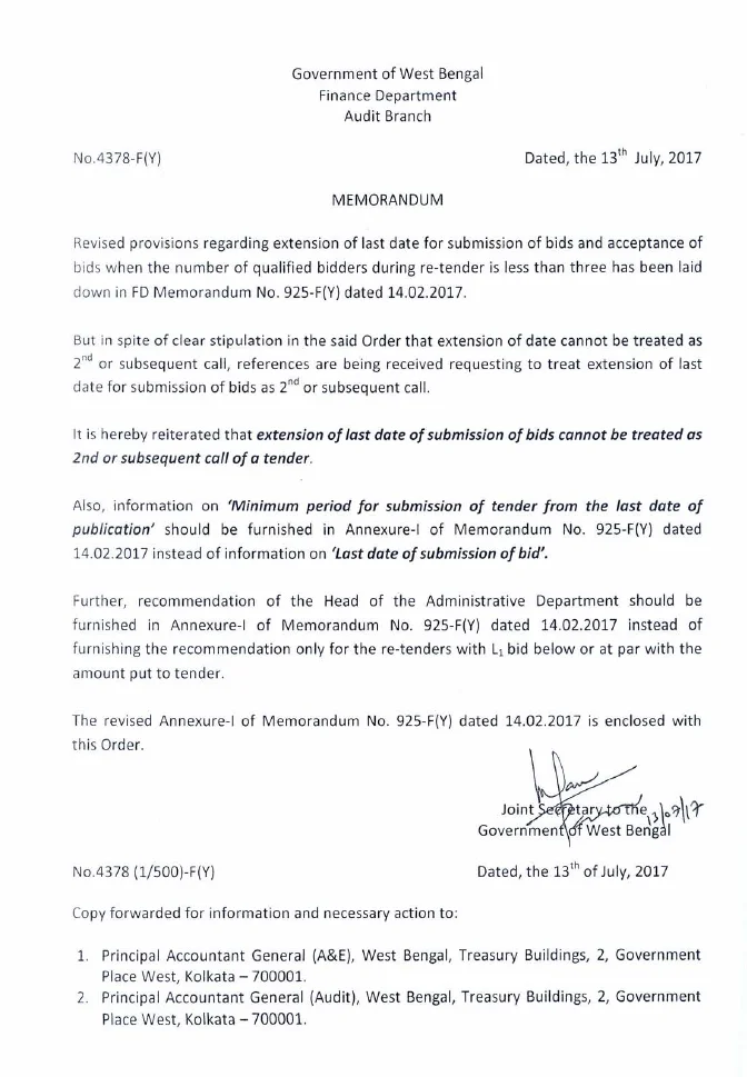 Extension of Last Date for Submission of Bids is not 2nd Call – PDF