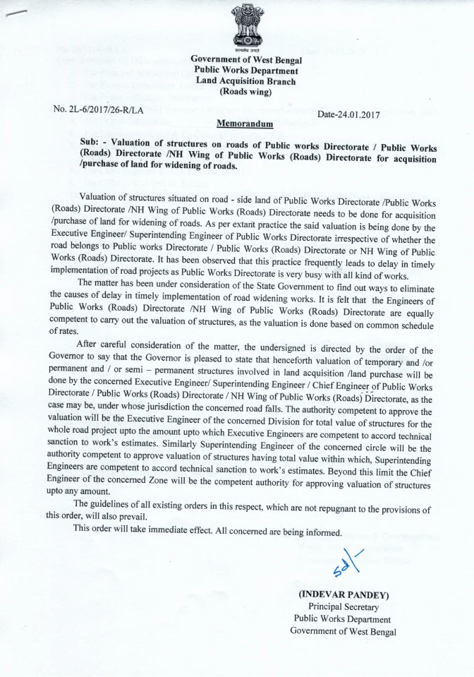 Valuation of Structures for Purchase of Land for Widening of Roads – PDF