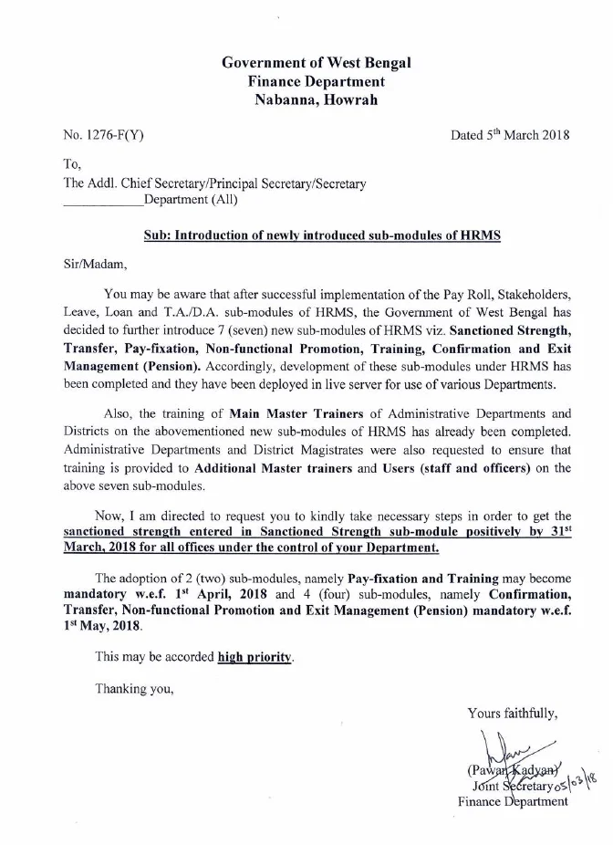 Introduction of Newly Introduced Sub-Modules of HRMS – PDF