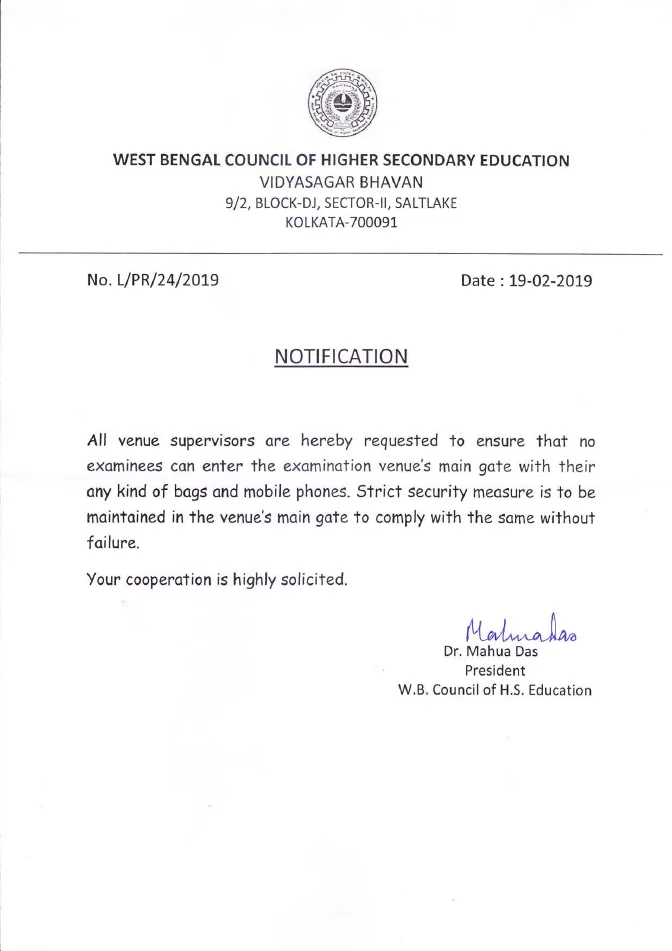 Security Measures for Higher Secondary Exam, 2019 – PDF