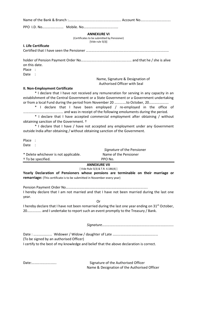 Standard Forms – West Bengal Govt. Employees – PDF