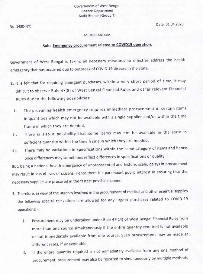 Emergency Procurement related to COVID19 Operation – PDF