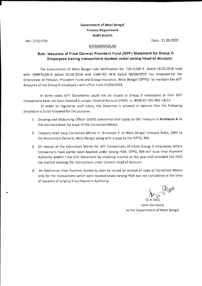 GPF Statement having transactions booked under wrong HoA – PDF