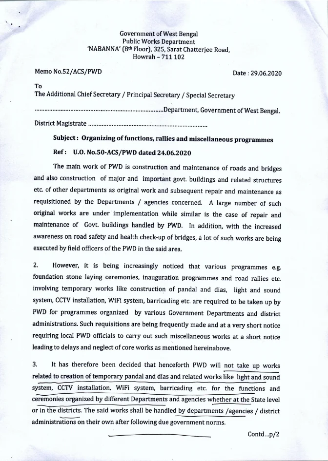 Creation of Temporary Pandal and Dias by PWD – PDF