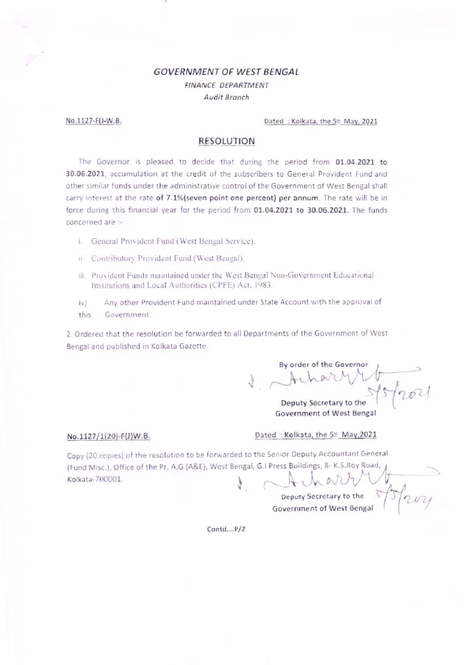 Interest Rate on General Provident Fund (01.04.2021 to 30.06.2021) – PDF