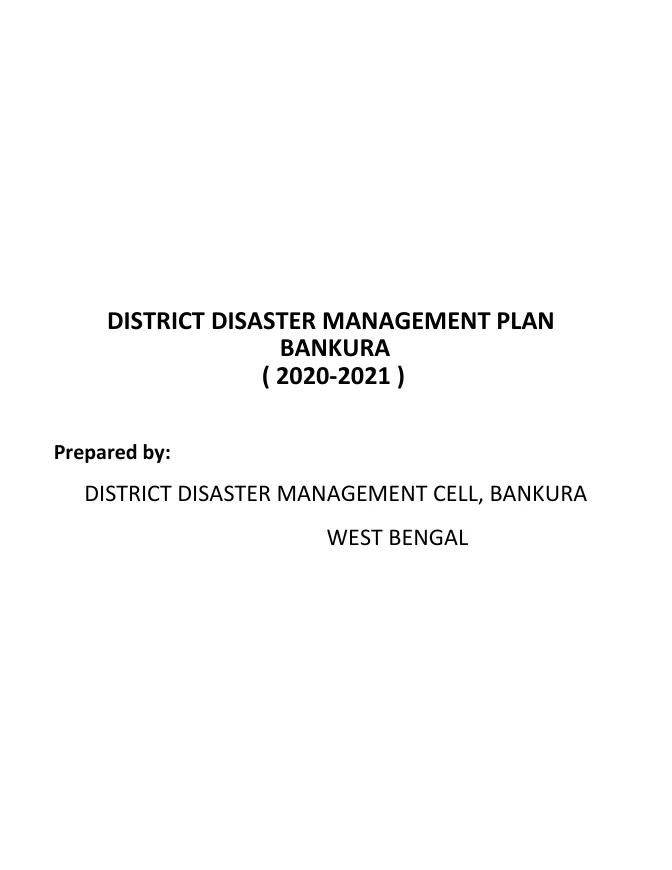 District Disaster Management Plan in West Bengal – PDF