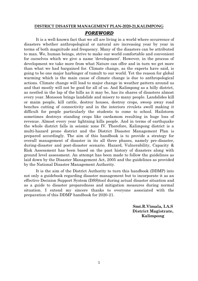 District Disaster Management Plan in West Bengal – PDF