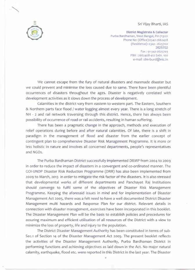 District Disaster Management Plan in West Bengal – PDF