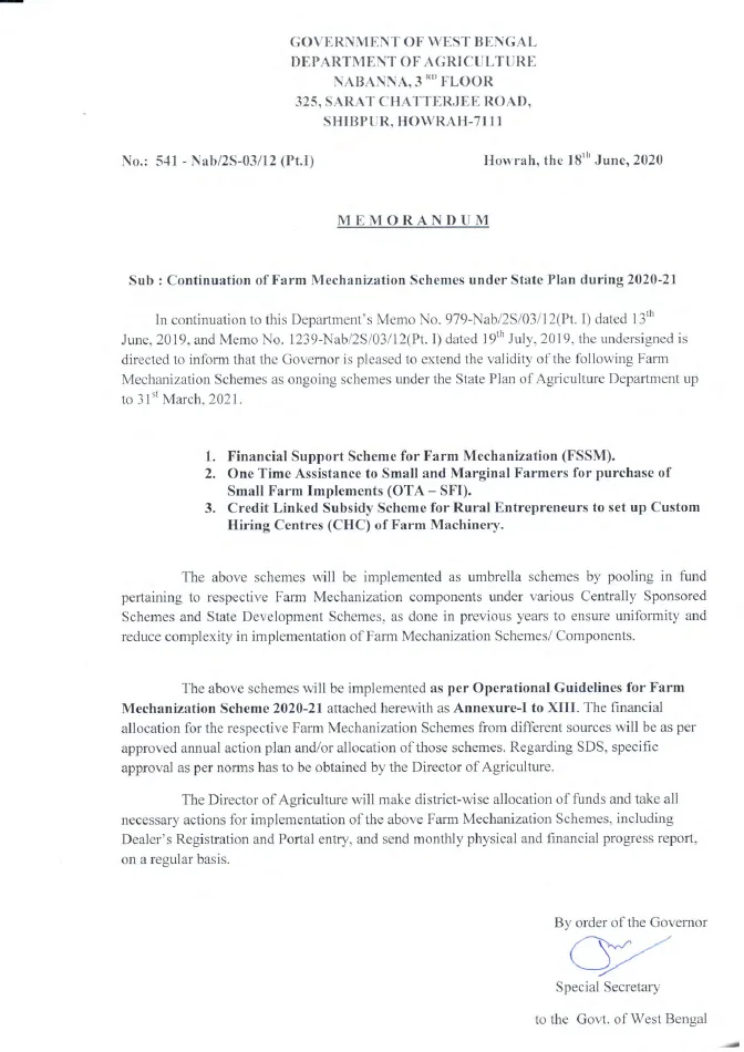 Continuation of Farm Mechanization Schemes during 2021-22 – PDF