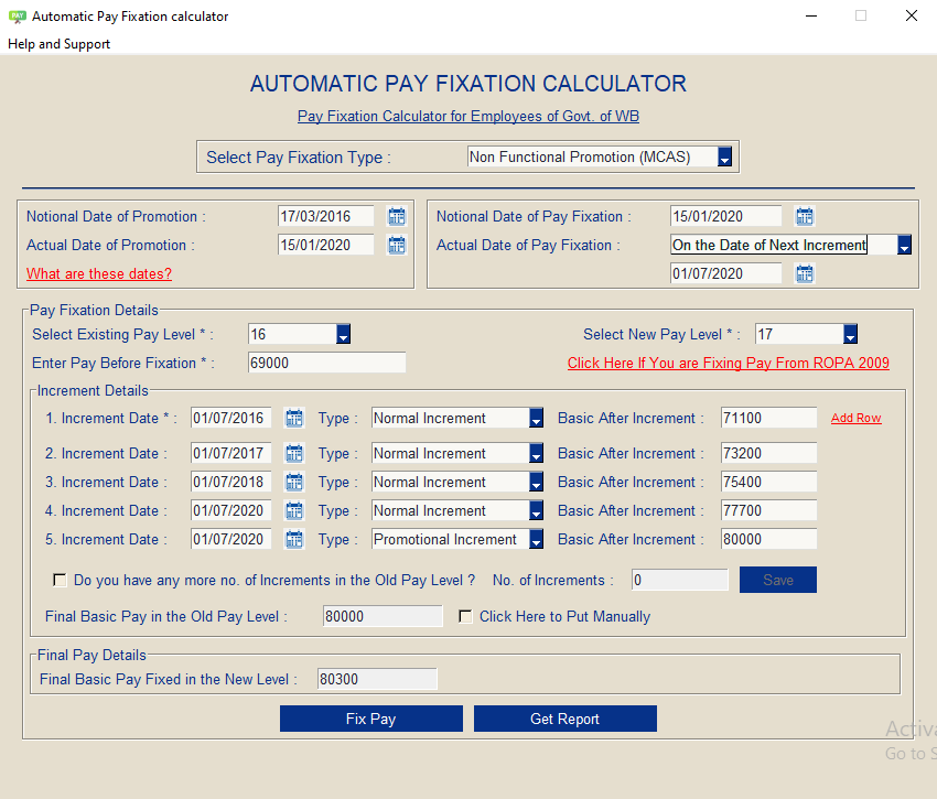 Automatic Pay Fixation Calculator WBXPress