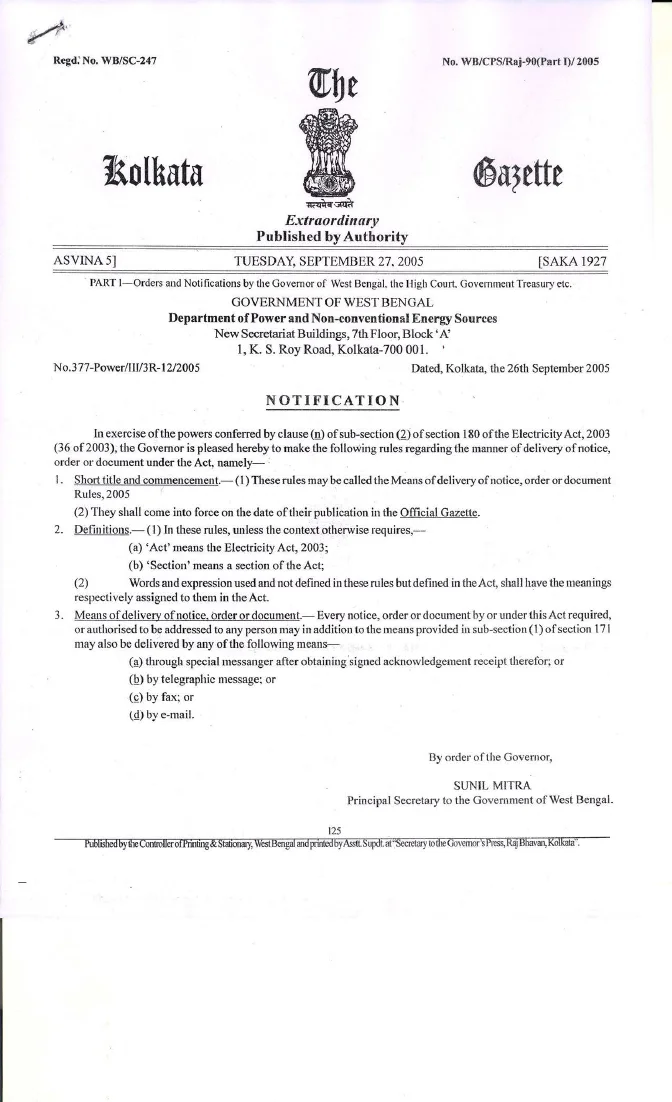Means of Delivery of Notice, Order or Document Rules, 2005 – PDF
