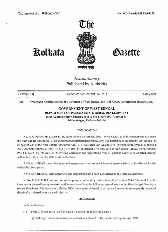 Panchayats and Rural Development, Government of West Bengal – PDF