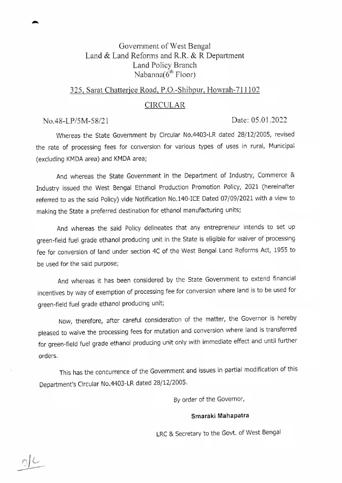 Mutation/ Conversion of Land for Green-field Fuel Grade Ethanol Producing Unit – PDF