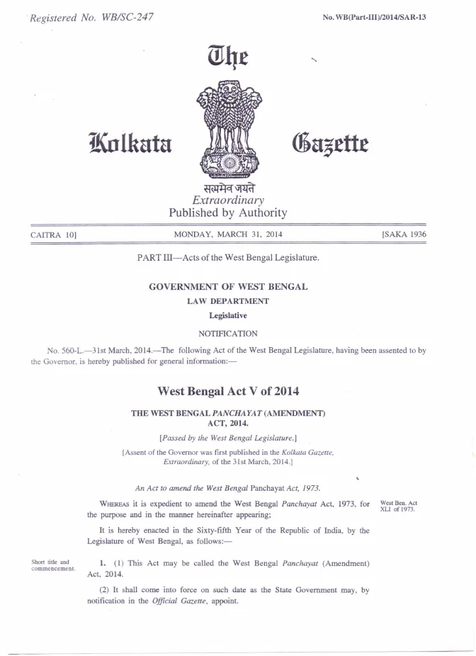 Panchayats and Rural Development, Government of West Bengal – PDF