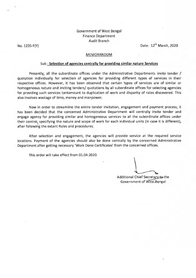 Selection of Agency Centrally for Providing Similar Nature Services – PDF