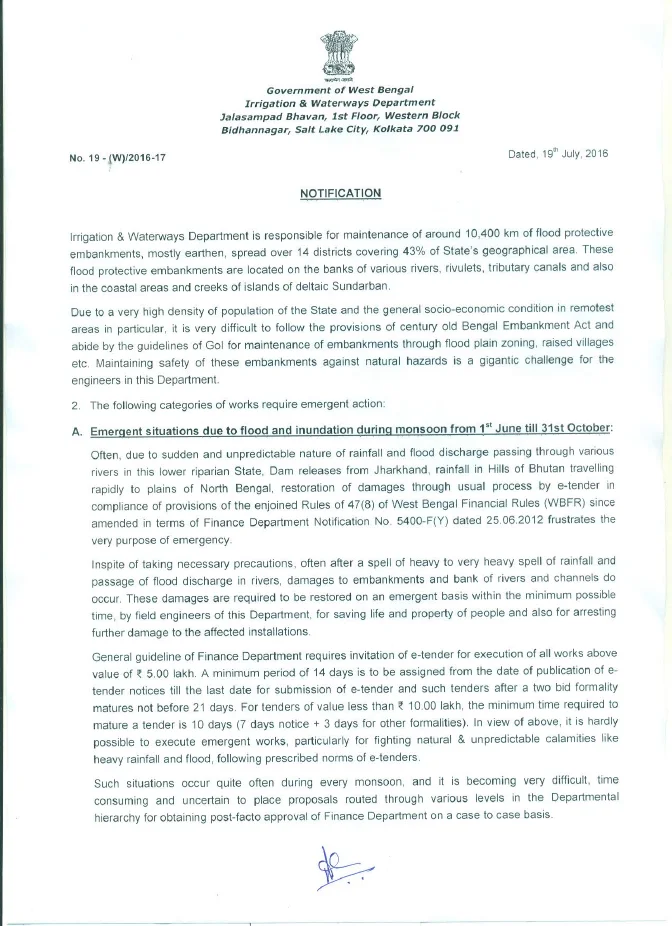 Guidelines for Short Notice Tender in Emergent Situations under IWD – PDF