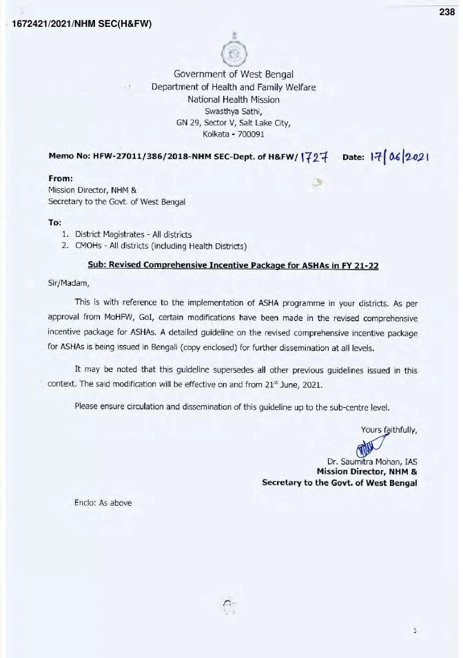 Revised Comprehensive Incentive Package for ASHAs in FY 2021-22 – PDF