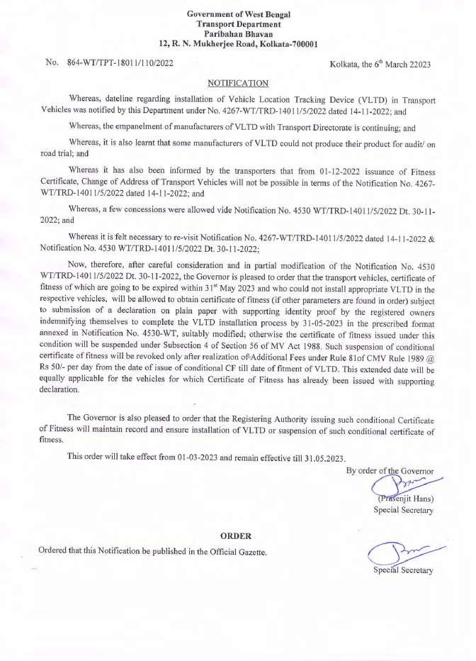 Conditional Certificate of Fitness to Ensure Installation of VLTD – PDF