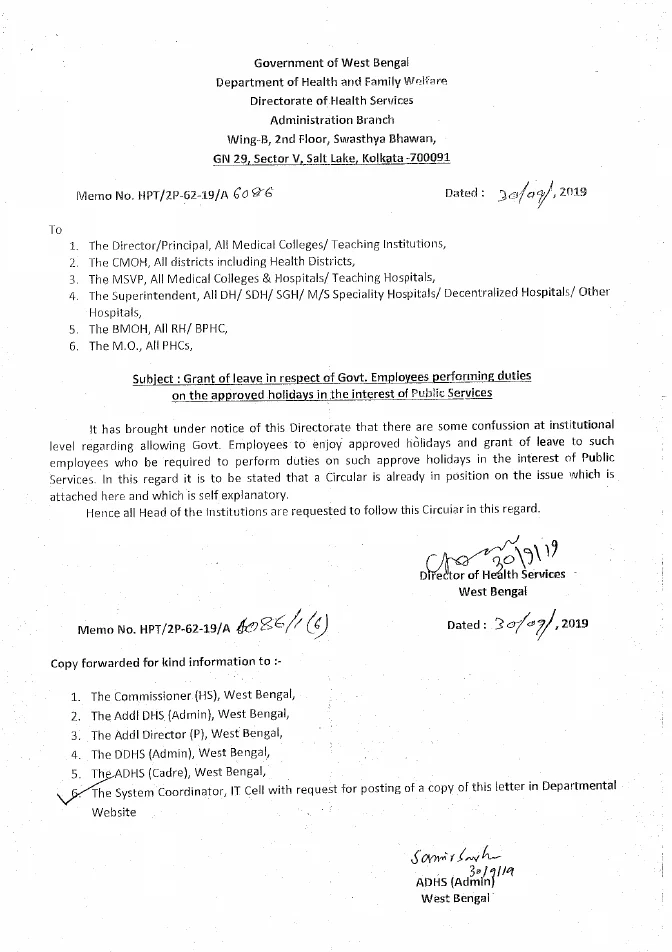 Compensatory Casual Leave for performing duties on Holidays – PDF