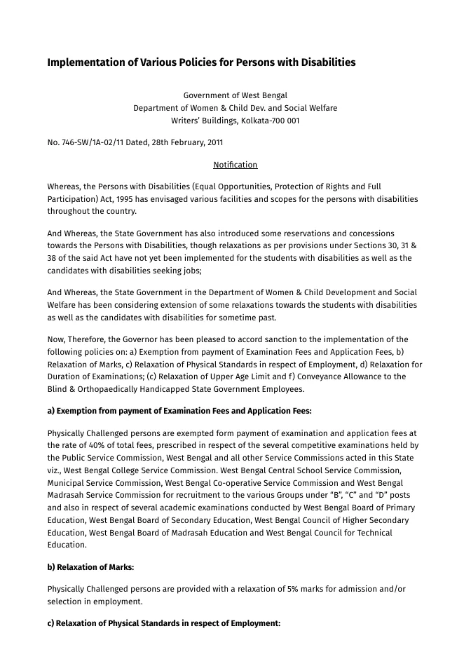 Implementation of Various Policies for Persons with Disabilities – PDF