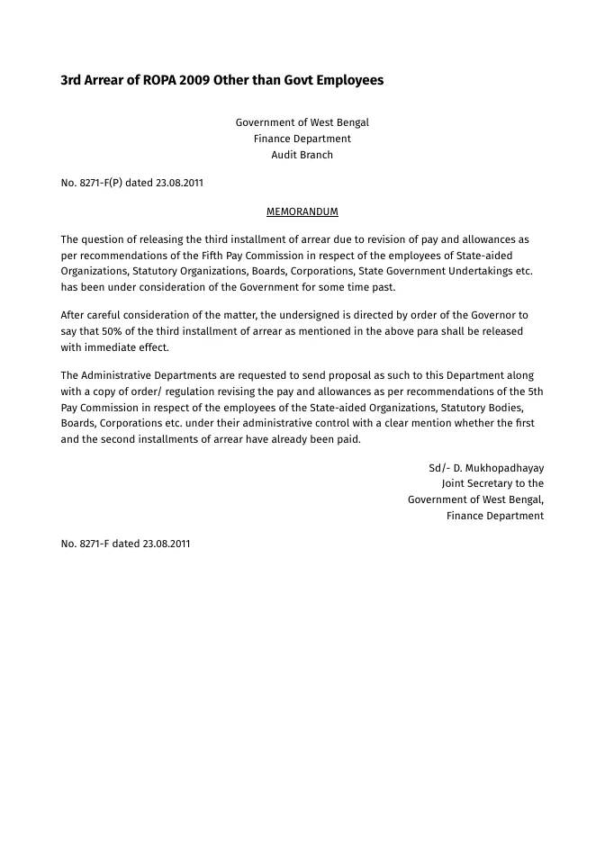 3rd Arrear of ROPA 2009 Other than Govt Employees – PDF