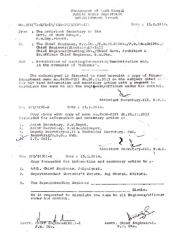 No Meeting/ Procession/ Demonstration at Nabanna – PDF