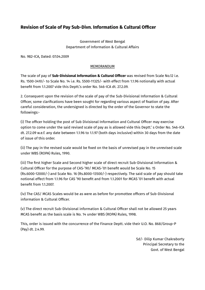 Revision of Scale of Pay Sub-Divn. Information & Cultural Officer – PDF