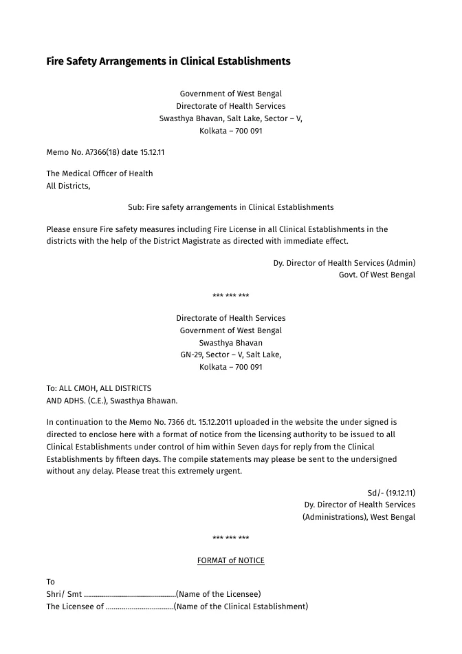 Fire Safety Arrangements in Clinical Establishments – PDF