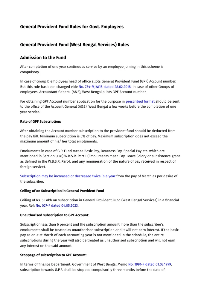 General Provident Fund Rules for Govt. Employees – PDF