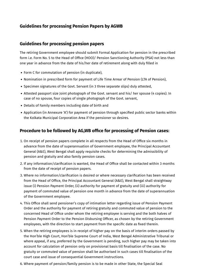 Guidelines for processing Pension Papers by AGWB – PDF