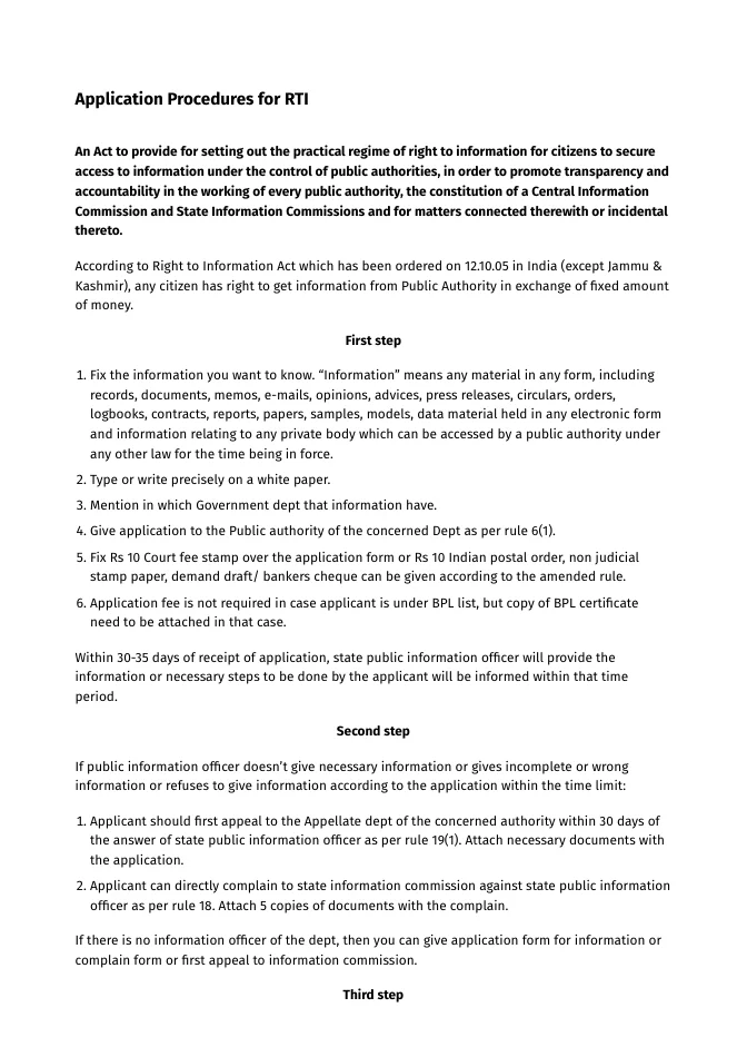 Application Procedures for RTI – PDF