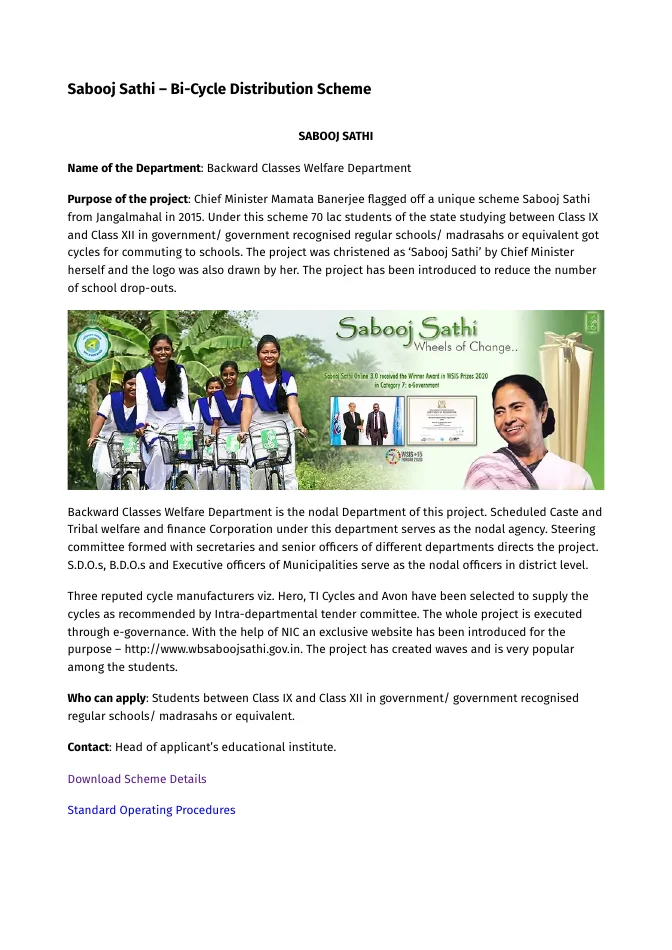 Sabooj Sathi – Bi-Cycle Distribution Scheme – PDF