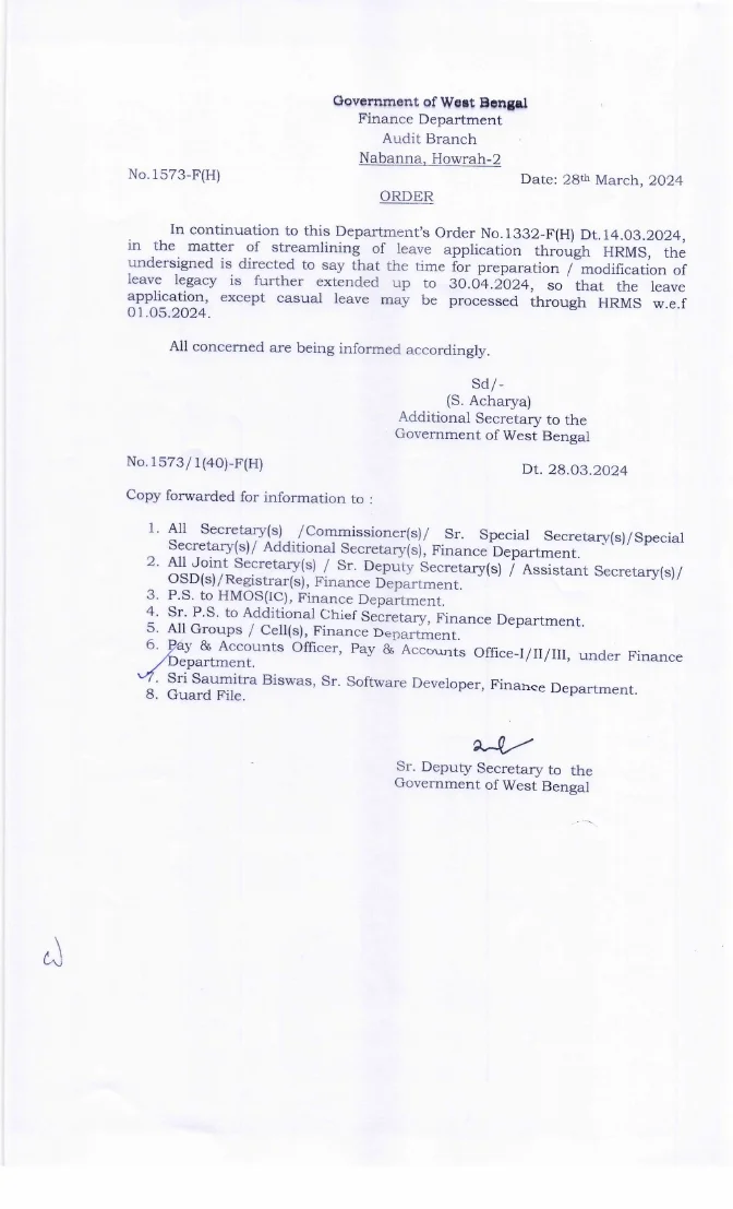 Application for Leave through HRMS is Mandatory – PDF