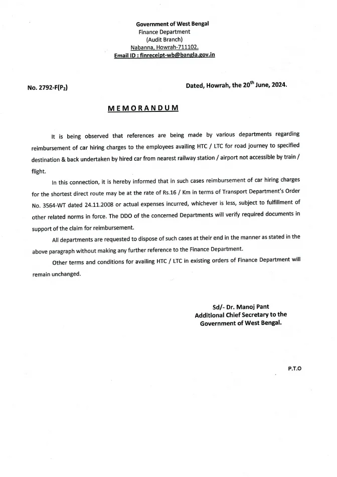 Reimbursement of Car Hiring Charges to Employees availing HTC/ LTC – PDF