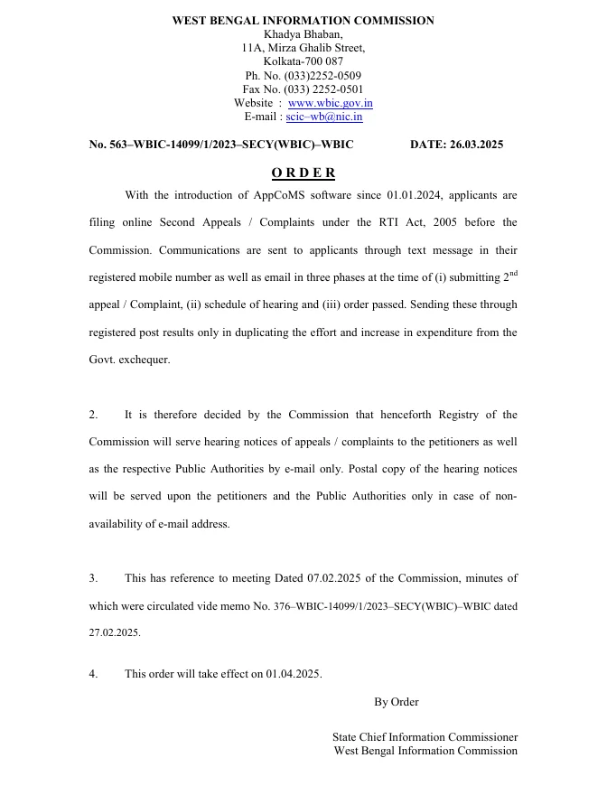 Dispatch of Hearing Notice of Appeals through Digital Mode – PDF